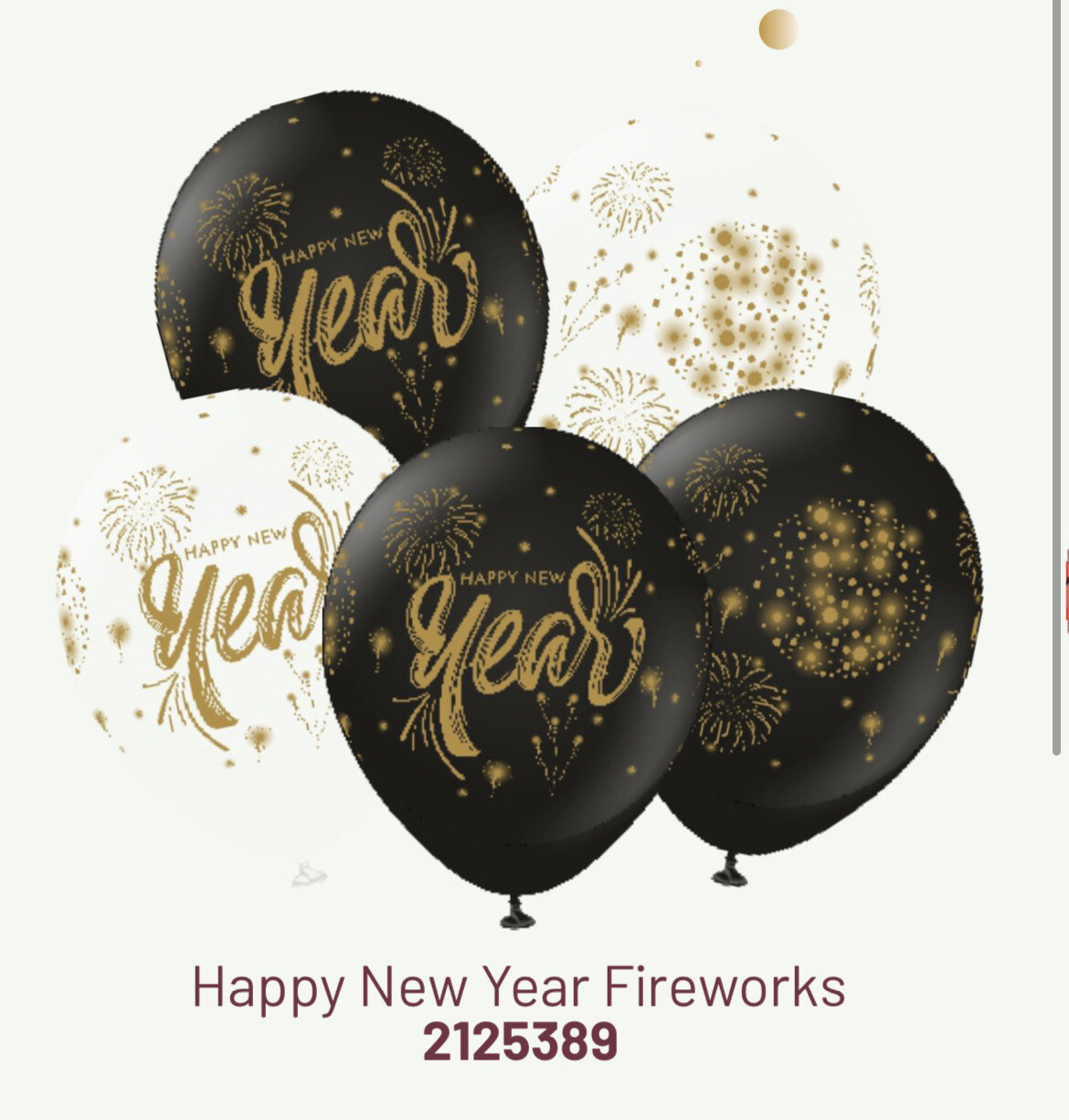 Kalisan 12" Happy New Year Fireworks Print Color:Gold (25 Per Bag)
