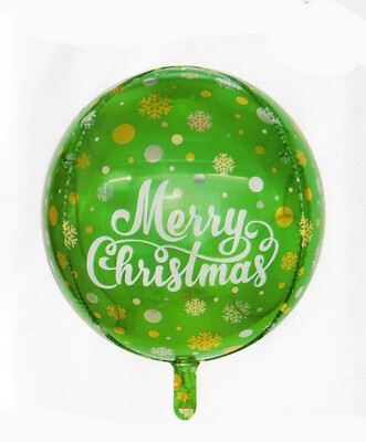 18" Green Merry Christmas Orb Balloon