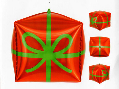 18" Red Christmas Present Cube Balloon