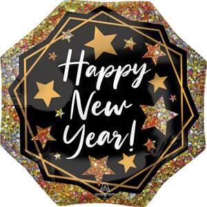 Anagram 22" Happy New Year Gold Sparkle