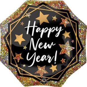 Anagram Happy New Year Gold Sparkle Super Shape