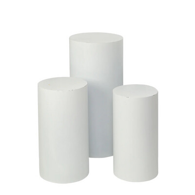 Borosino Metal Cylinder Pedestals Set Of 3 (White)  (Store Pick Up Only)