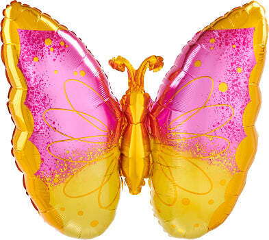 Anagram 25" Pink And Yellow Butterfly Balloon