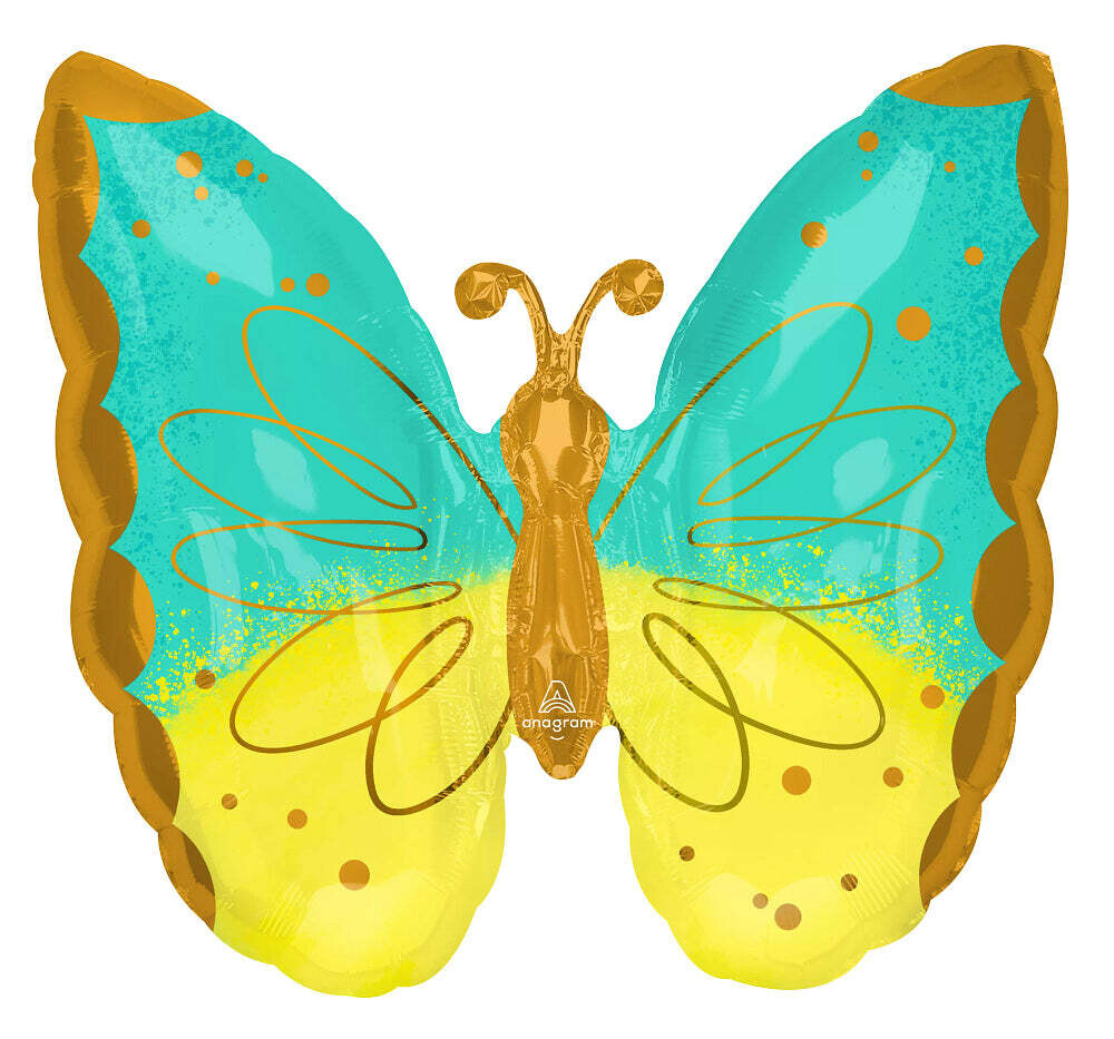 Anagram 25" Mint & Yellow Butterfly Balloon