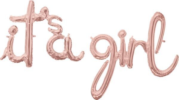 Anagram 27&quot; Phrase Script Its A Girl - Rose Gold