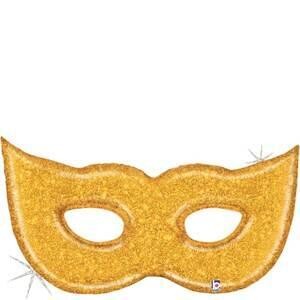 Betallic 51&quot; Gold Glitter Mask Holographic Shape