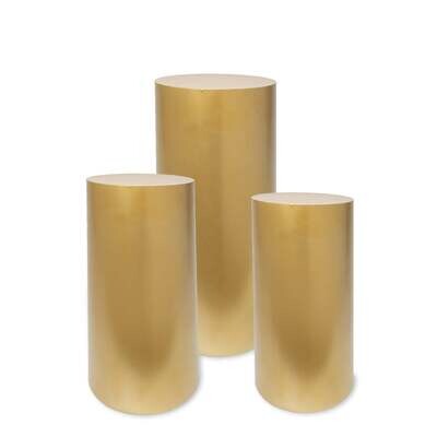 Borosino Metal Cylinder Pedestals Set Of 3 Gold   (Store Pick Up Only)