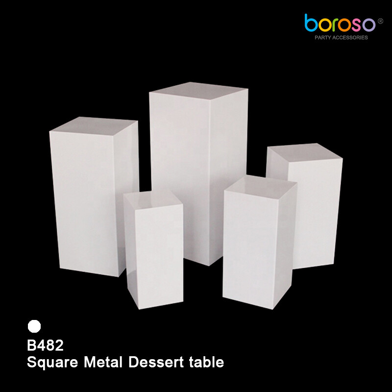 Borosino Square Metal Dessert Table White Set of 3