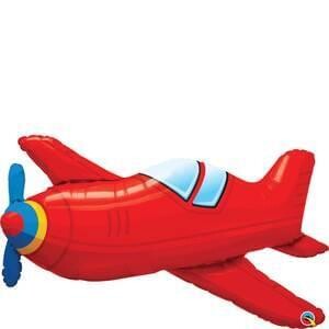 Qualatex 36&quot; Red Vintage Airplane Shape