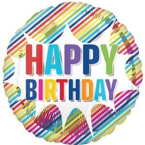 18&quot; Happy Birthday Striped Burst