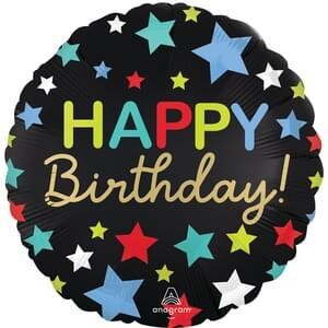 18&quot; Happy Birthday Stars Satin