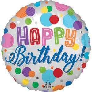 18&quot; Happy Birthday Orbs Satin