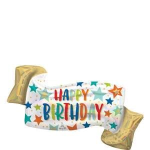 Iridescent Birthday Banner Holographic Super Shape