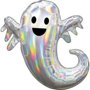 Iridescent Friendly Ghost Foil Balloon, 25in x 28in - Halloween