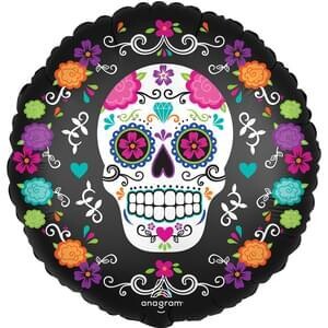 18&quot; Sugar Skull &amp; Marigolds Satin