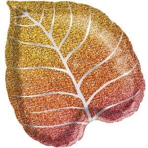 21&quot; Fall Glittergraphic Ombre Leaf