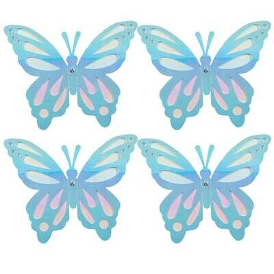 Light Blue &amp; White Butterflies Small 4 Inch (4 ct)