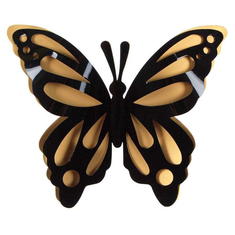 Gold &amp; Black Butterfly Large 12 inch (Each)
