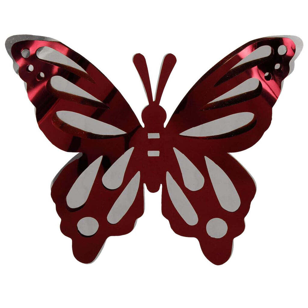 Burgundy &amp; Silver Butterfly Large 12 inch ( Each )