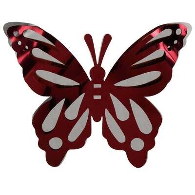 Burgundy & Silver Butterfly Large 12 inch ( Each )
