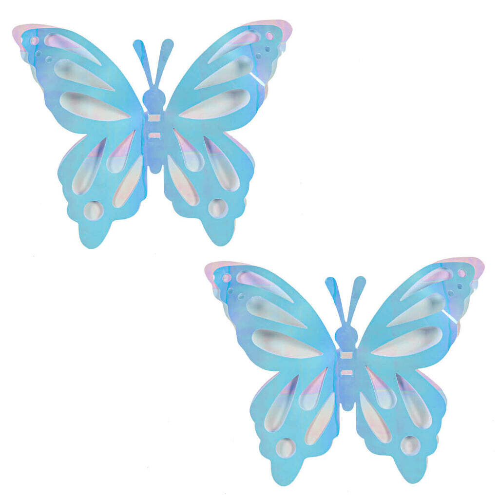Light Blue & White Butterflies Medium 8 Inch (2 ct)