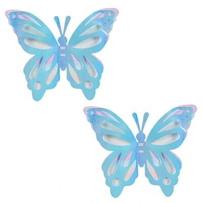 Light Blue &amp; White Butterflies Medium 8 Inch (2 ct)