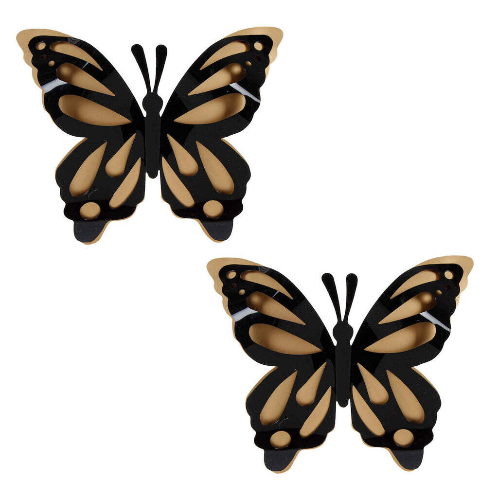 Gold & Black Butterflies Medium 8 Inch (2 ct)