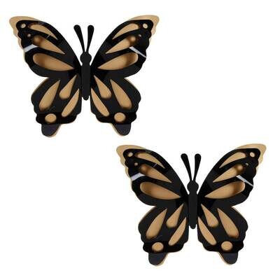 Gold &amp; Black Butterflies Medium 8 Inch (2 ct)