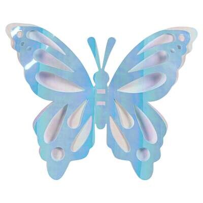 Light Blue &amp; White Butterfly Large 12 Inch (Each)