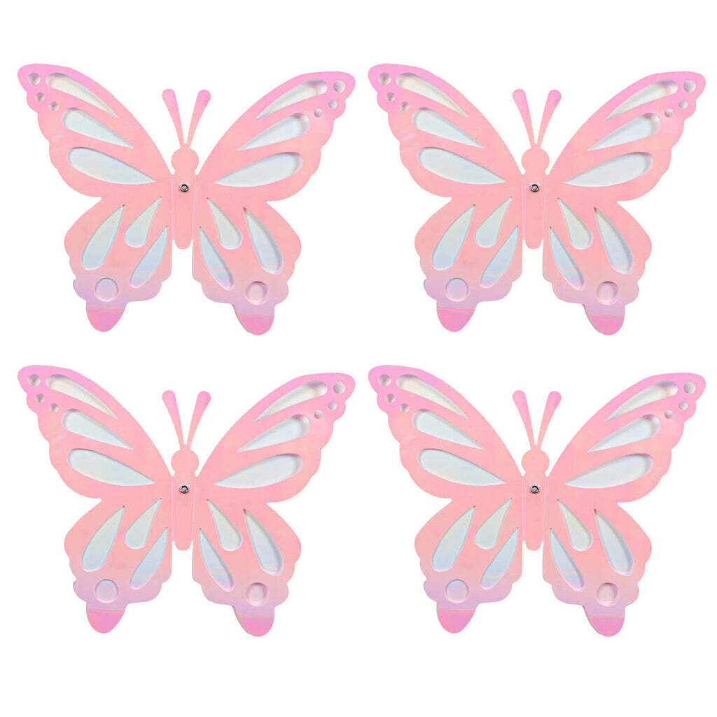 Pink &amp; White Butterflies Small 4 inch (4 ct)