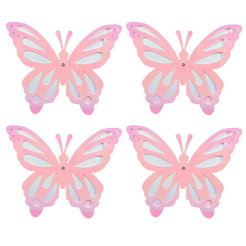 Pink &amp; White Butterflies Small 4 inch (4 ct)