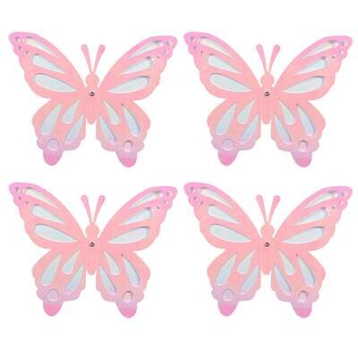 Pink & White Butterflies Small 4 inch (4 ct)