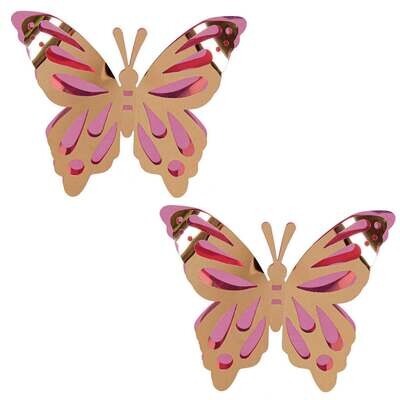 Gold &amp; Rose Gold Butterflies Small 8 inch (2ct)