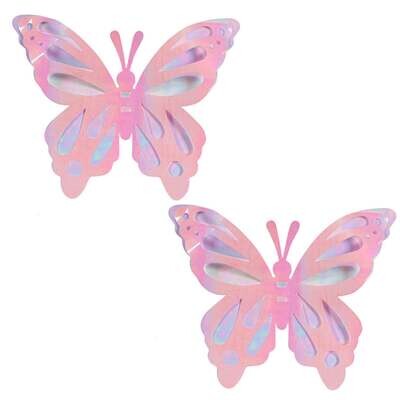 Pink &amp; White Butterflies Medium 8 inch (2 ct)