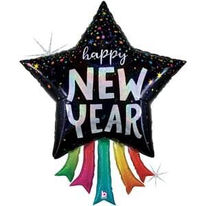 43&quot; New Year Star Streamers Gllitter Shape