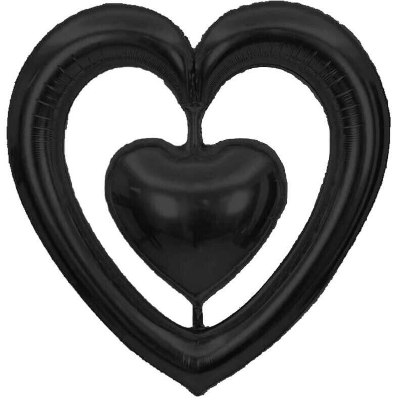 44&quot; Black Heart Foil Balloon