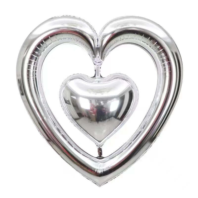 44" Silver Heart Foil Balloon