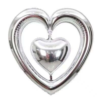 44" Silver Heart Foil Balloon