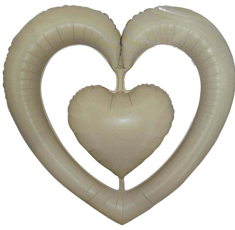 44&quot; White Cream Heart Foil Balloon