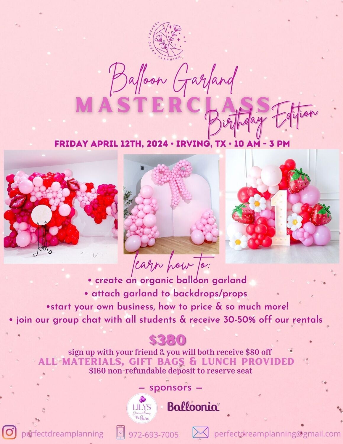 Perfect Dream Planning Balloons Garland Master Class April 12th