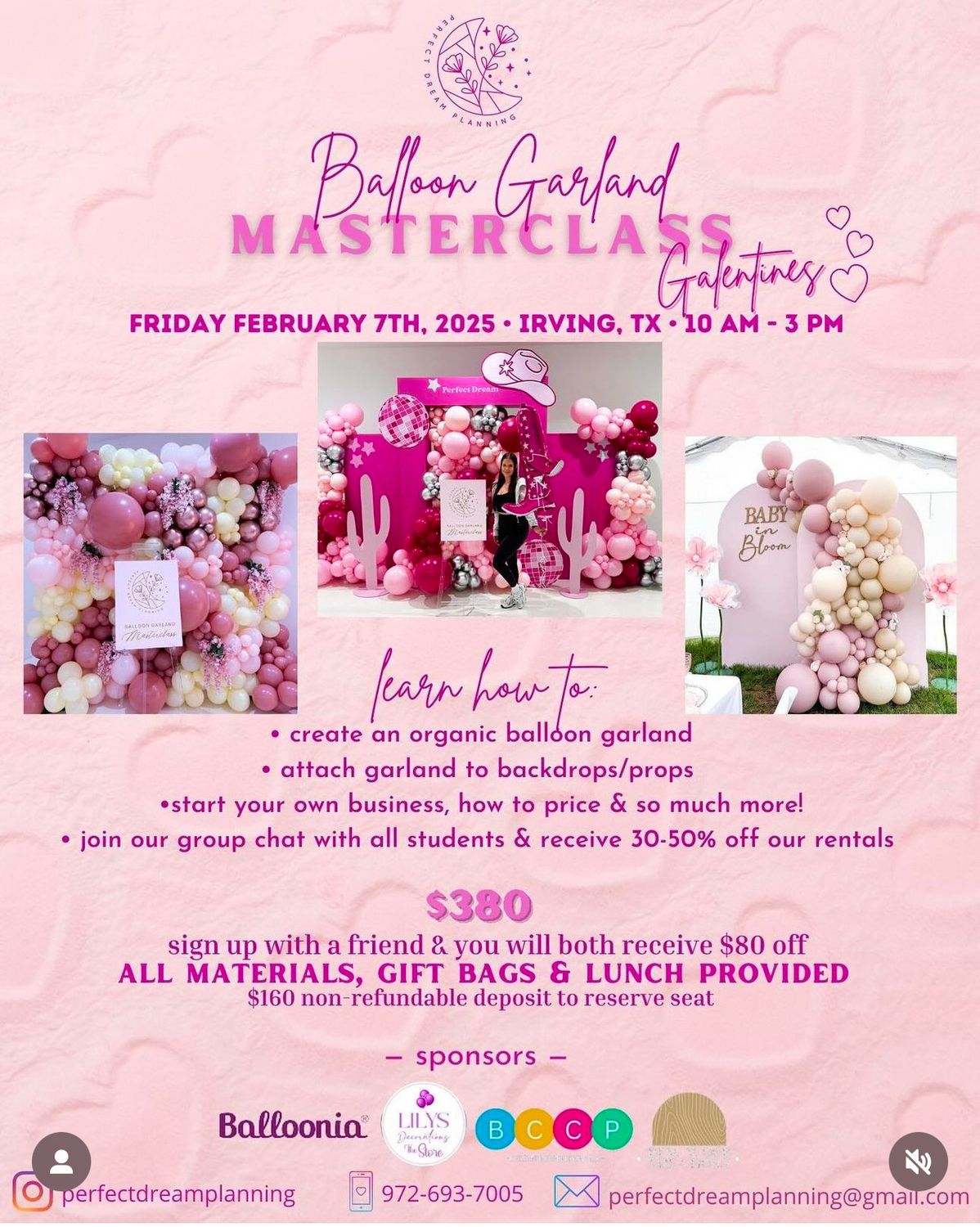 Perfect Dream Planning Balloons Garland Master Class Friday February 7th 2025