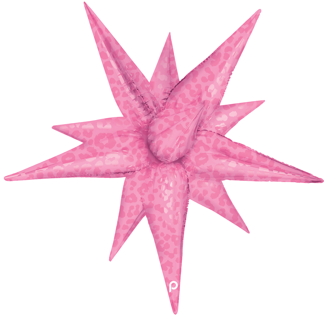 40&quot; Dark Pink Matte &amp; Shiny Leopard Print Starburst