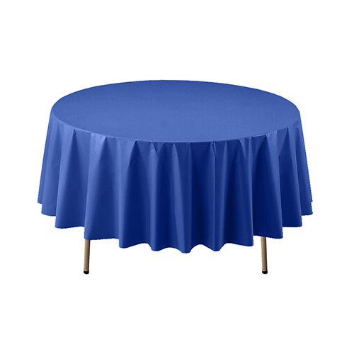 Royal Blue Round Plastic Table Cover 84&quot;