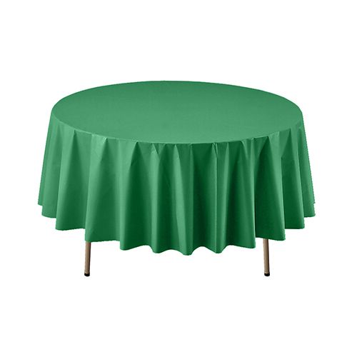Green Round Plastic Table Cover 84&quot;