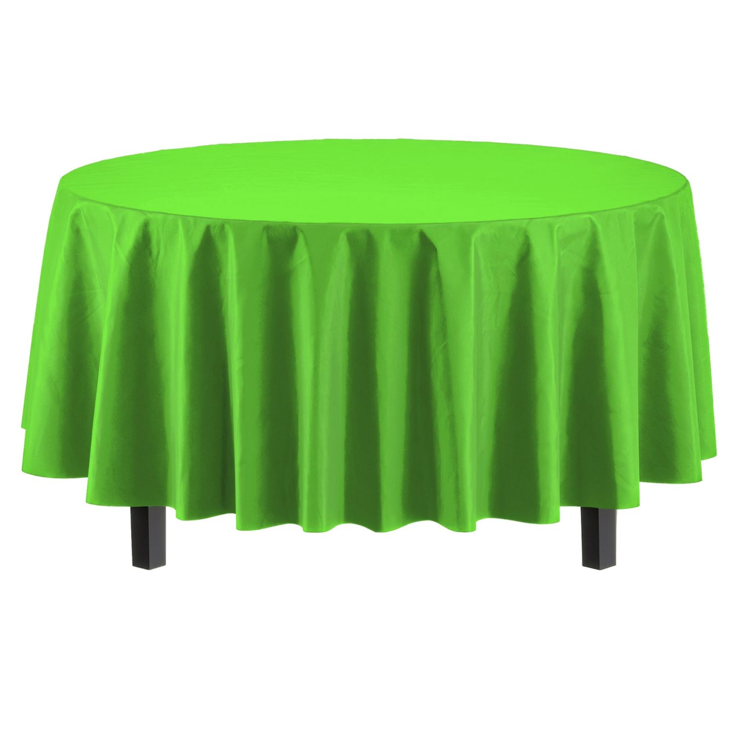 Lime Green Round Plastic Table Cover 84&quot;