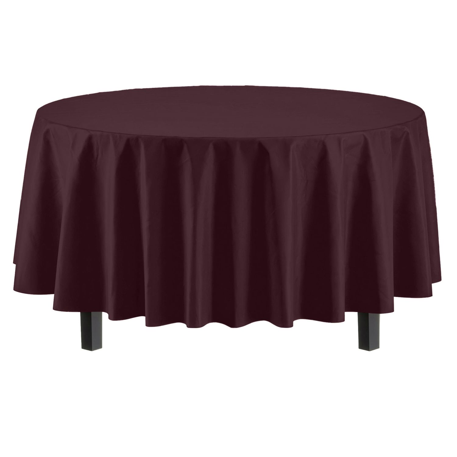 Chocolate Round Plastic Table Cover 84&quot;