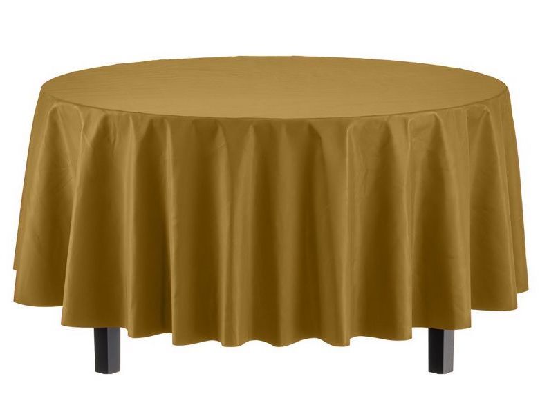 Latte Light Brown Round Plastic Table Cover 84&quot;