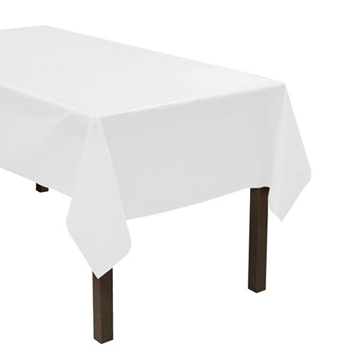 White Rectangular Plastic Table Cover (54&quot; X 108&quot; )