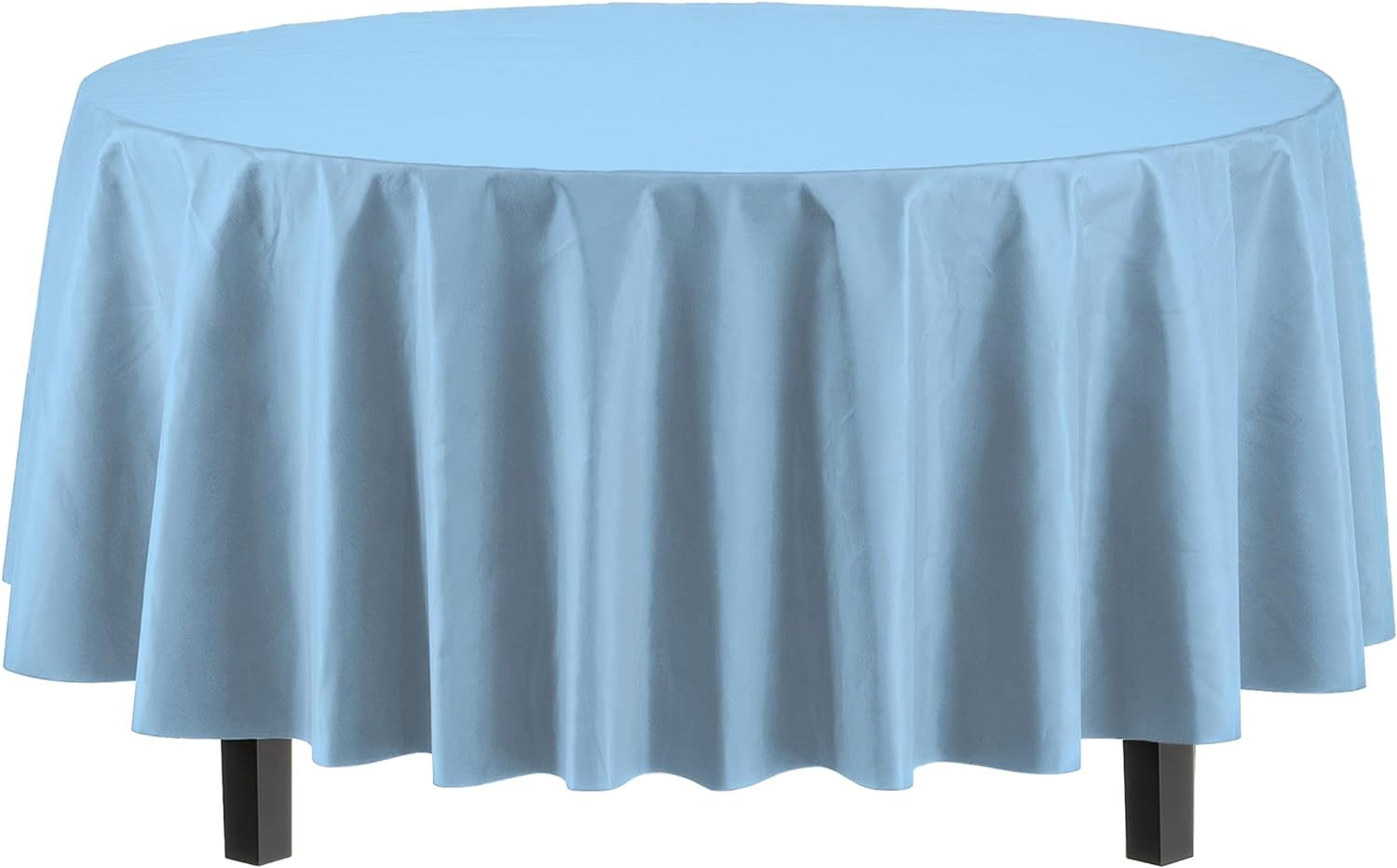 Baby Blue Round Plastic Table Cover 84&quot;