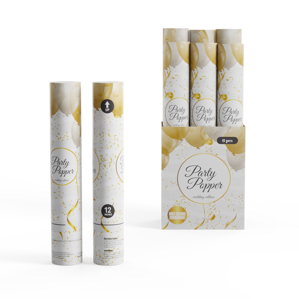 Wedding Biodegradable Gold &amp; Silver 12&quot; Confetti Cannon